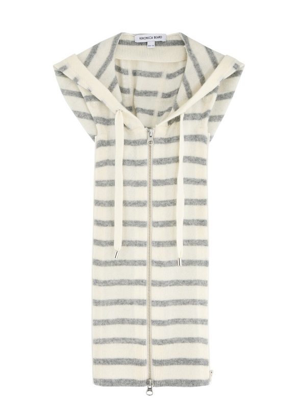 Photo: Veronica Beard Striped-intarsia Hooded Cashmere Dickey - Cream - One Size