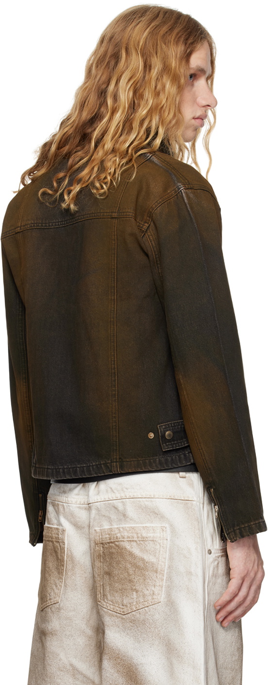 Mowalola Brown Moto Denim Jacket
