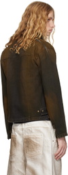 Mowalola Brown Moto Denim Jacket