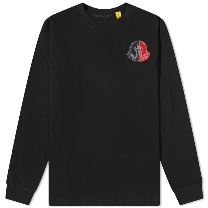 Photo: Moncler Men's Genius Two Tone Logo Long Sleeve T-Shirt in Black