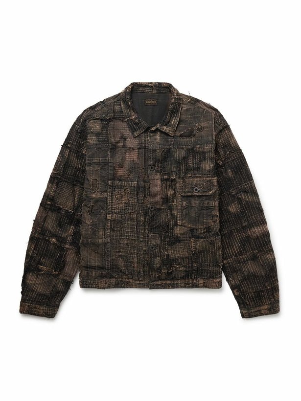 Photo: KAPITAL - Boro Distressed Patchwork Cotton and Linen-Blend Jacket - Brown