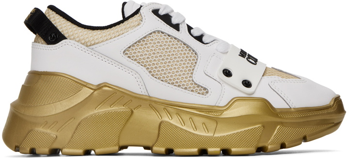 Photo: Versace Jeans Couture White & Gold Speedtrack Logo Sneakers