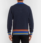 Versace - Embroidered Striped Wool Sweater - Charcoal