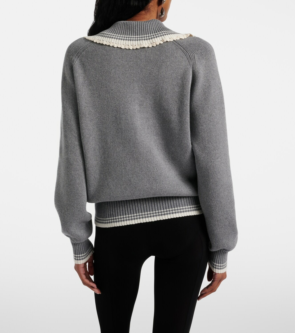 Magda Butrym Crochet-trimmed cotton and cashmere polo sweater