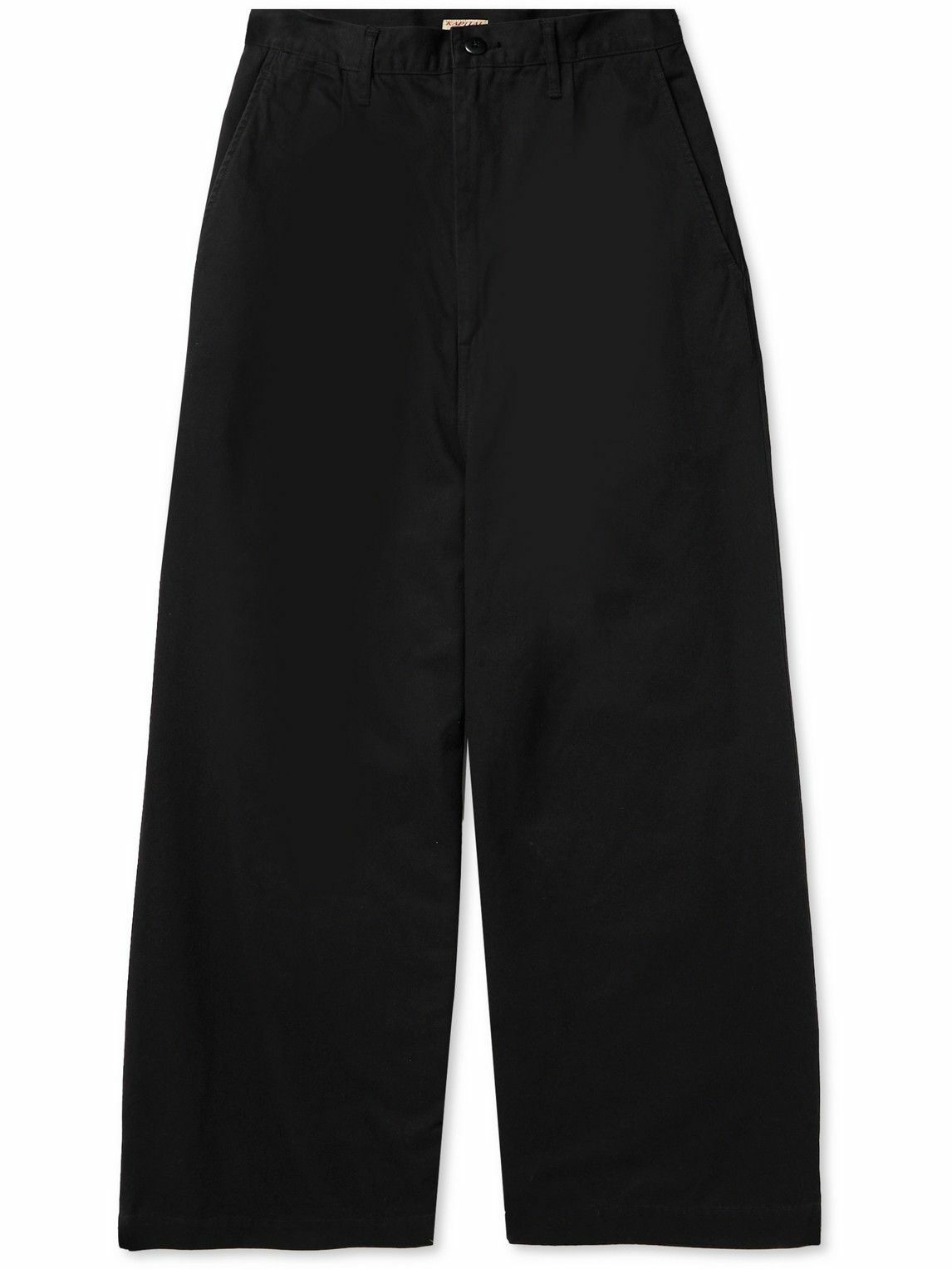 KAPITAL - Nime Wide-Leg Pleated Cotton-Twill Chinos - Black KAPITAL