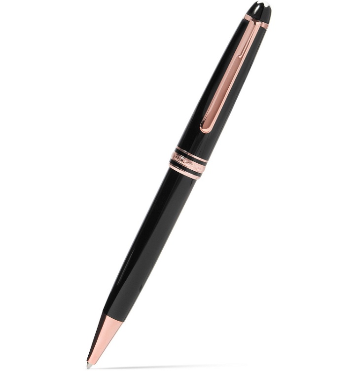 Photo: Montblanc - Meisterstück 90 Years LeGrand Resin and Rose Gold-Plated Ballpoint Pen - Black