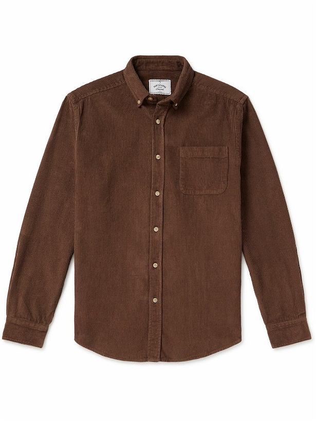 Photo: Portuguese Flannel - Lobo Button-Down Collar Cotton-Corduroy Shirt - Brown