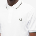 Fred Perry Men's Twin Tipped Polo Shirt in White/Light Ice/Field Green