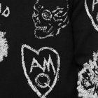Alexander McQueen Men's Skulls Logo Repeat Intarsia Knit in Black/Ivory/Silver