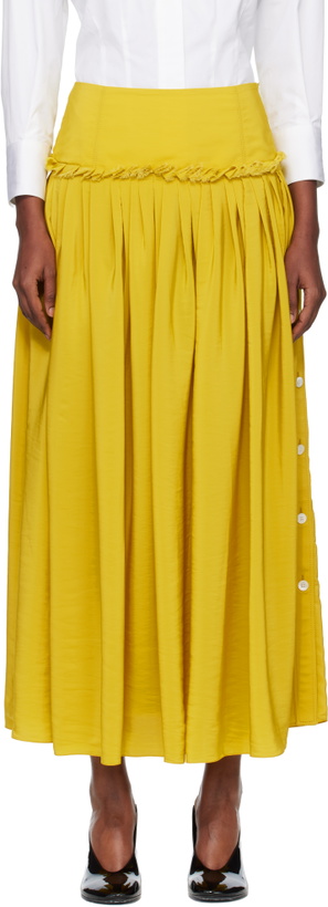Photo: Lanvin Yellow Basque Charmeuse Midi Skirt