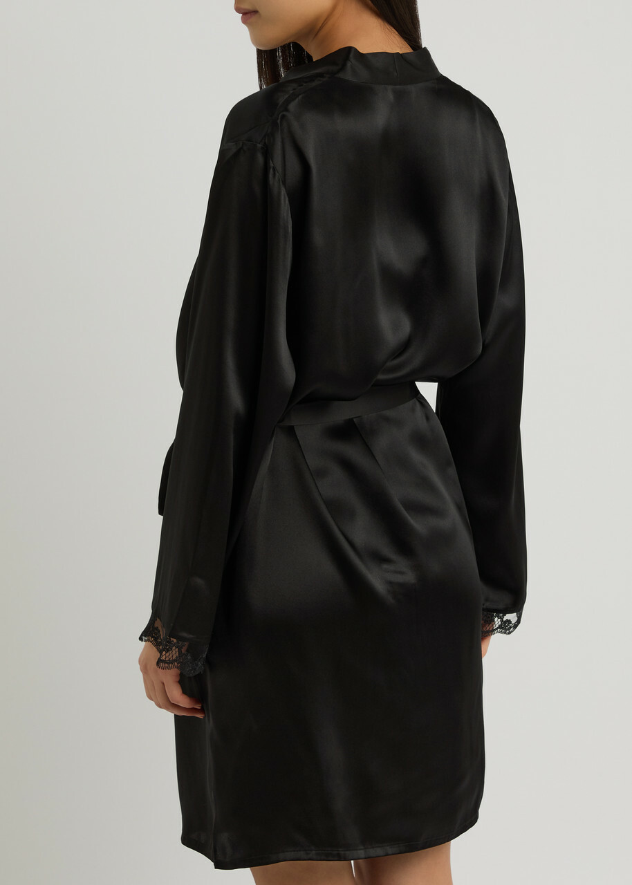 Simone PÉRÈLE Love Me Silk-satin Robe Black