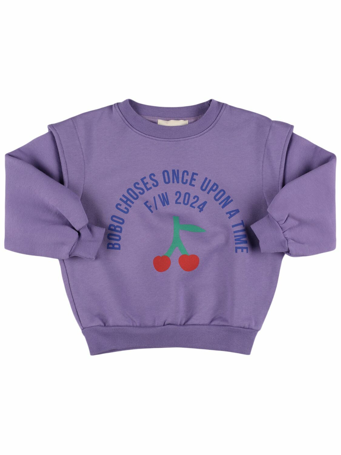 BOBO CHOSES Cherry Print Cotton Crewneck Sweatshirt