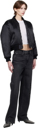 Alexander Wang Black Logo-Embroidered Bomber Jacket