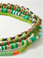 Roxanne Assoulin - Bunch Set of Four Cord, Enamel, Wood and Gold-Tone Beaded Bracelets