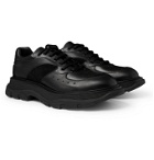 Alexander McQueen - Tread Slick Suede-Trimmed Leather Sneakers - Black