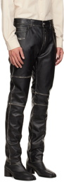 MM6 Maison Margiela Black Distressed Leather Pants