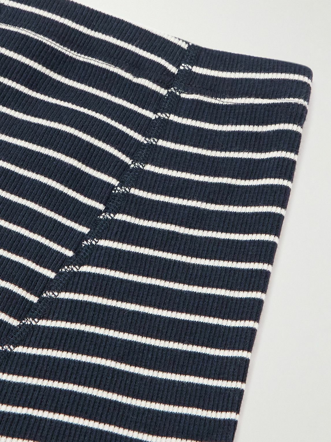 Hemen Biarritz - Albar Striped Ribbed Organic Stretch-Cotton Boxer Briefs - Blue