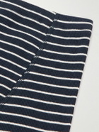 Hemen Biarritz - Albar Striped Ribbed Organic Stretch-Cotton Boxer Briefs - Blue