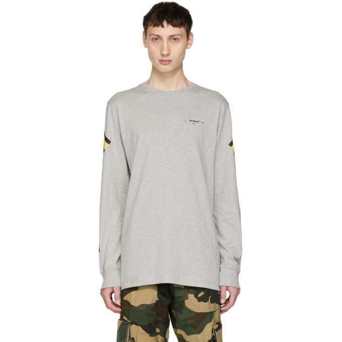 Photo: Off-White Grey Long Sleeve Arrows T-Shirt