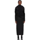 Winnie Black Silk Draped Shoulder Dress
