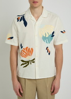 Wax London Didcot Embroidered Cotton and Linen-blend Shirt Multicoloured 1