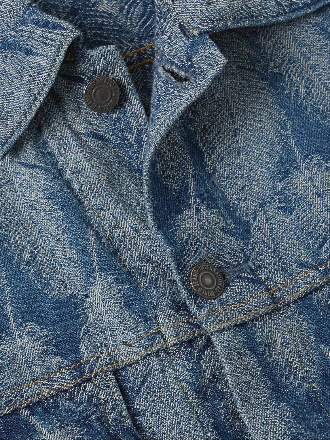 KAPITAL キャピタル 24AW Magpie Denim KAPITAL - Magpie Distressed Denim-Jacquard Jacket - Blue KAPITAL