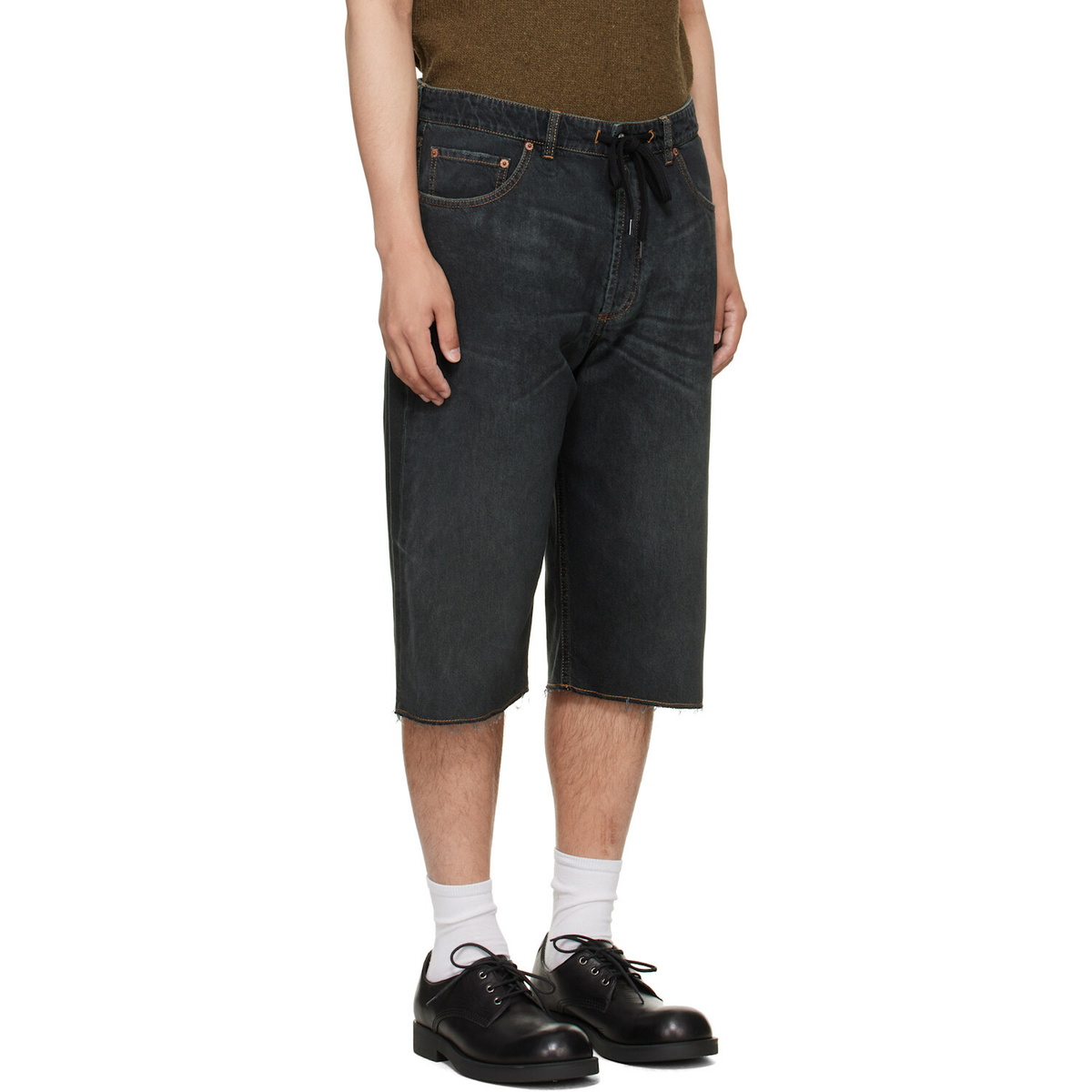 MM6 Maison Margiela Navy Drawstring Denim Shorts