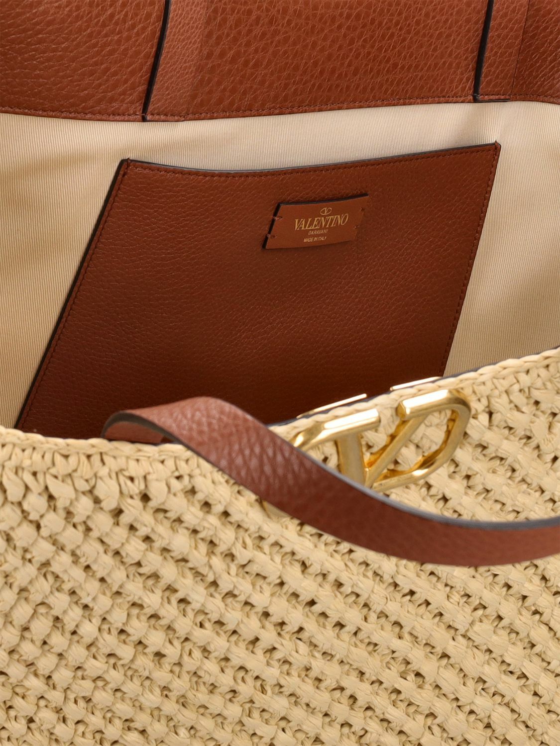 VALENTINO GARAVANI - Vlogo Signature Crochet Raffia Tote Bag