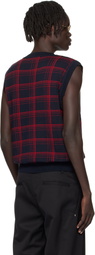 Ernest W. Baker Navy & Red Check Jacquard Vest