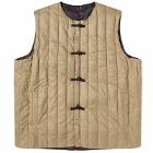 Taion Men's x Beams Lights Reversible Down Vest in Beige/Black