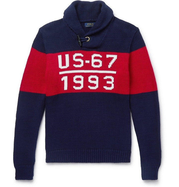 Photo: Polo Ralph Lauren - 1993 Shawl-Collar Intarsia Cotton Sweater - Men - Navy