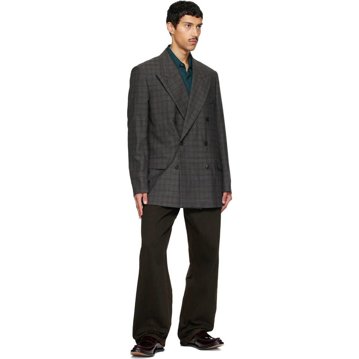 Dries Van Noten Brown Oversized Wool Blazer