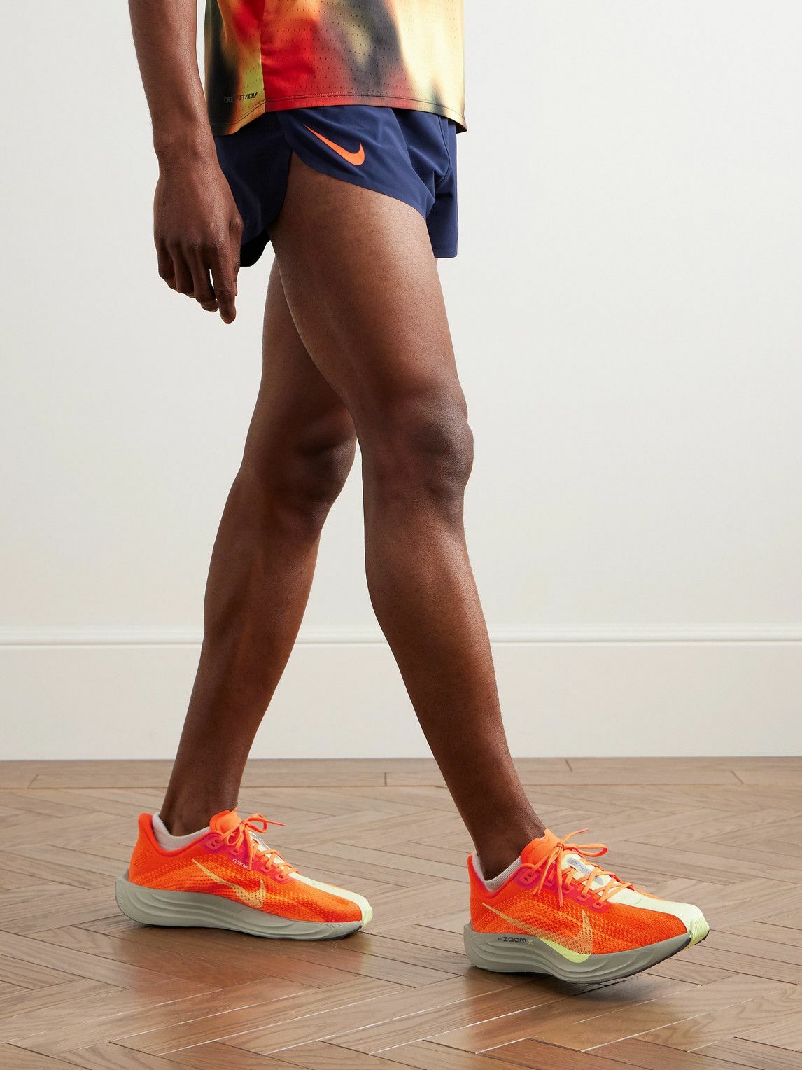 NIKE RUNNING - Pegasus Plus Canvas-Trimmed Flyknit Sneakers - Orange