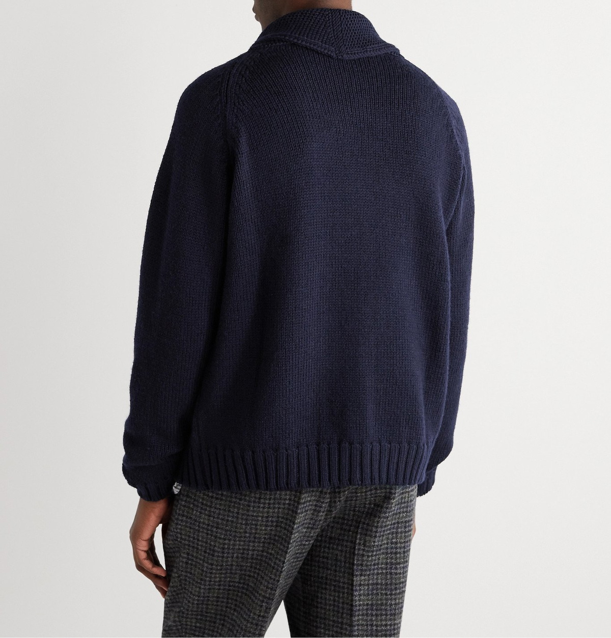 Massimo Alba - Ian Shawl-Collar Wool Zip-Up Cardigan - Blue Massimo Alba