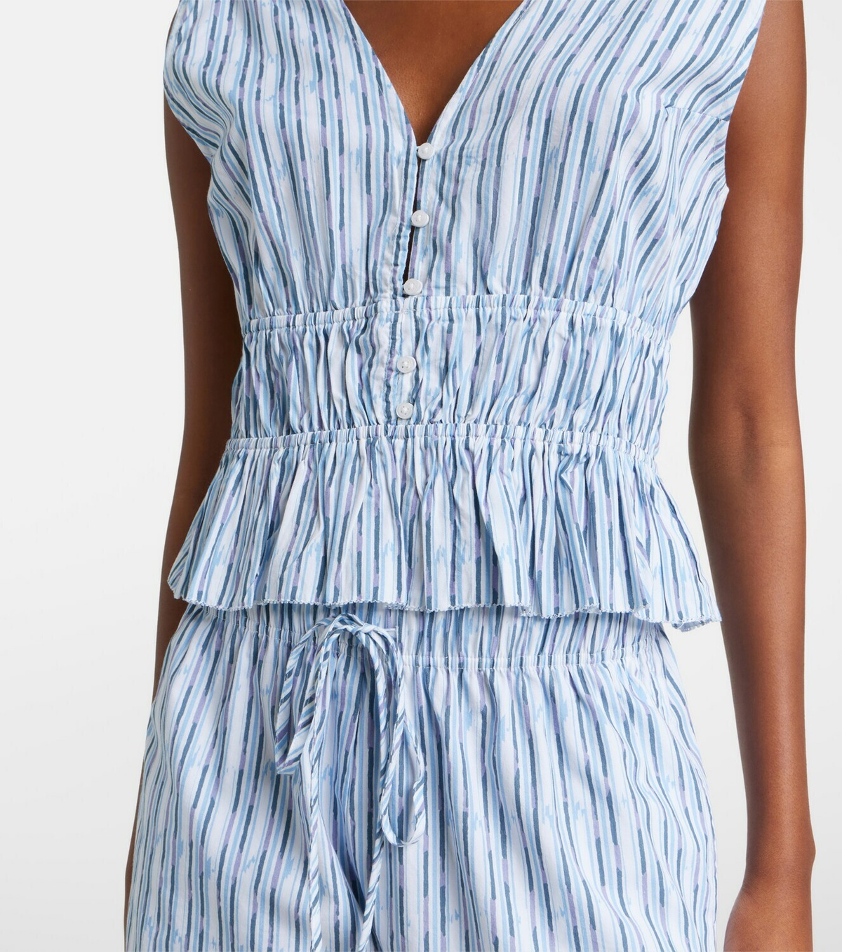 Velvet Verena striped cotton-blend top