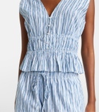Velvet Verena striped cotton-blend top