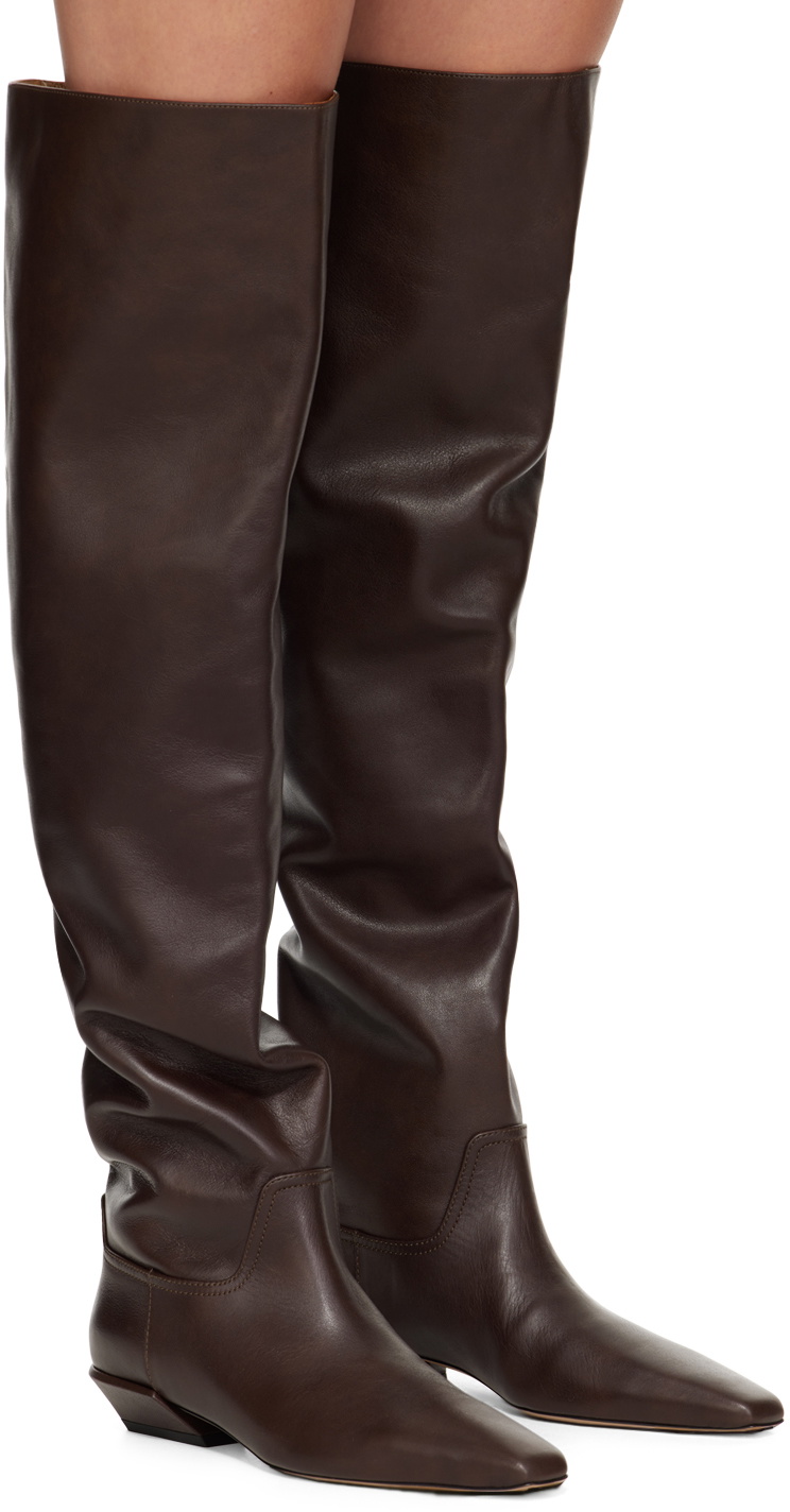 ロングブーツ PARIS TEXAS Chocolate suede Bettina boots Bettina 25 suede knee-high boots in brown - Paris Texas