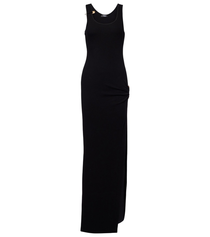 Photo: Versace Safety Pin draped cotton-blend maxi dress