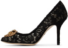 Dolce & Gabbana Black Taormina Devotion Heart Lace Pumps