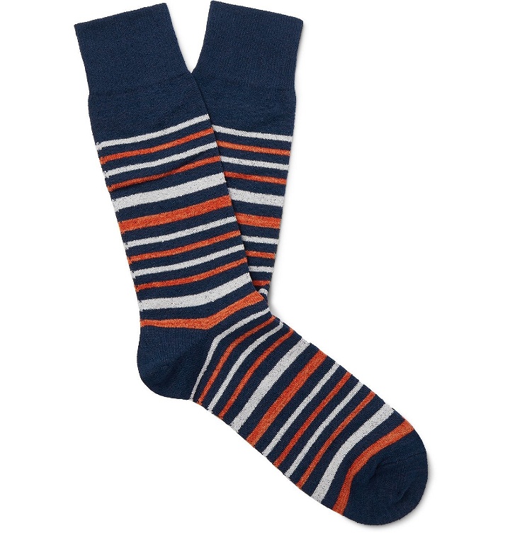 Photo: MR P. - Striped Cotton-Blend Socks - Blue
