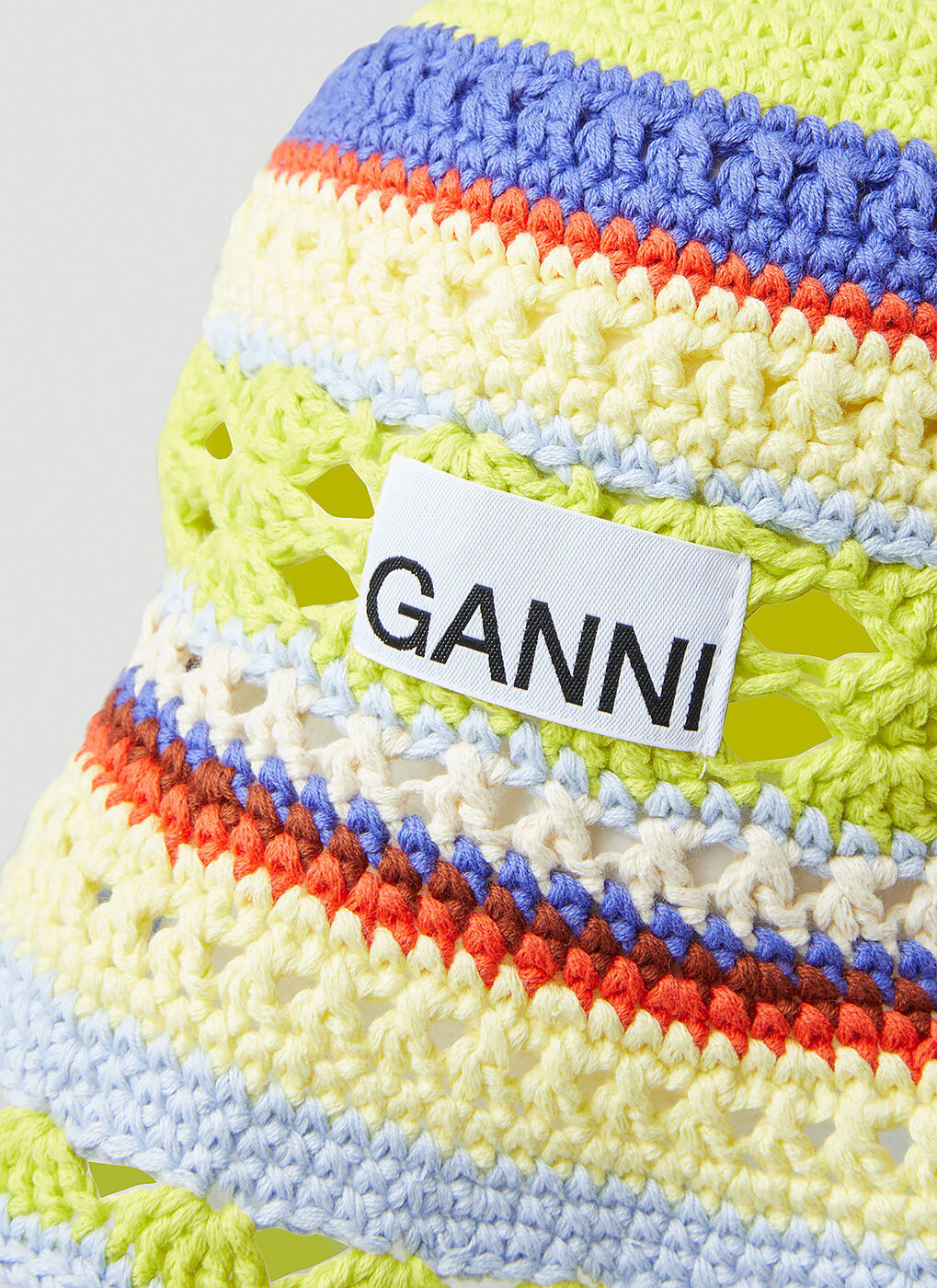Crochet Knit Bucket Hat in Green GANNI