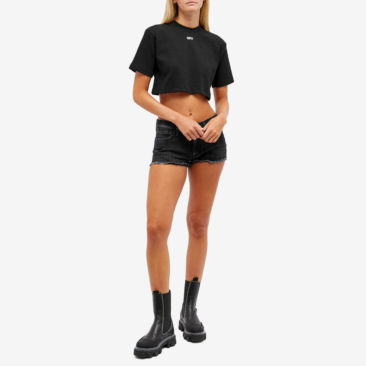【関税&送料込】Off-White Black Cropped T-Shirt With Logo Off-White™ Black cropped T-shirt with logo | TheDoubleF