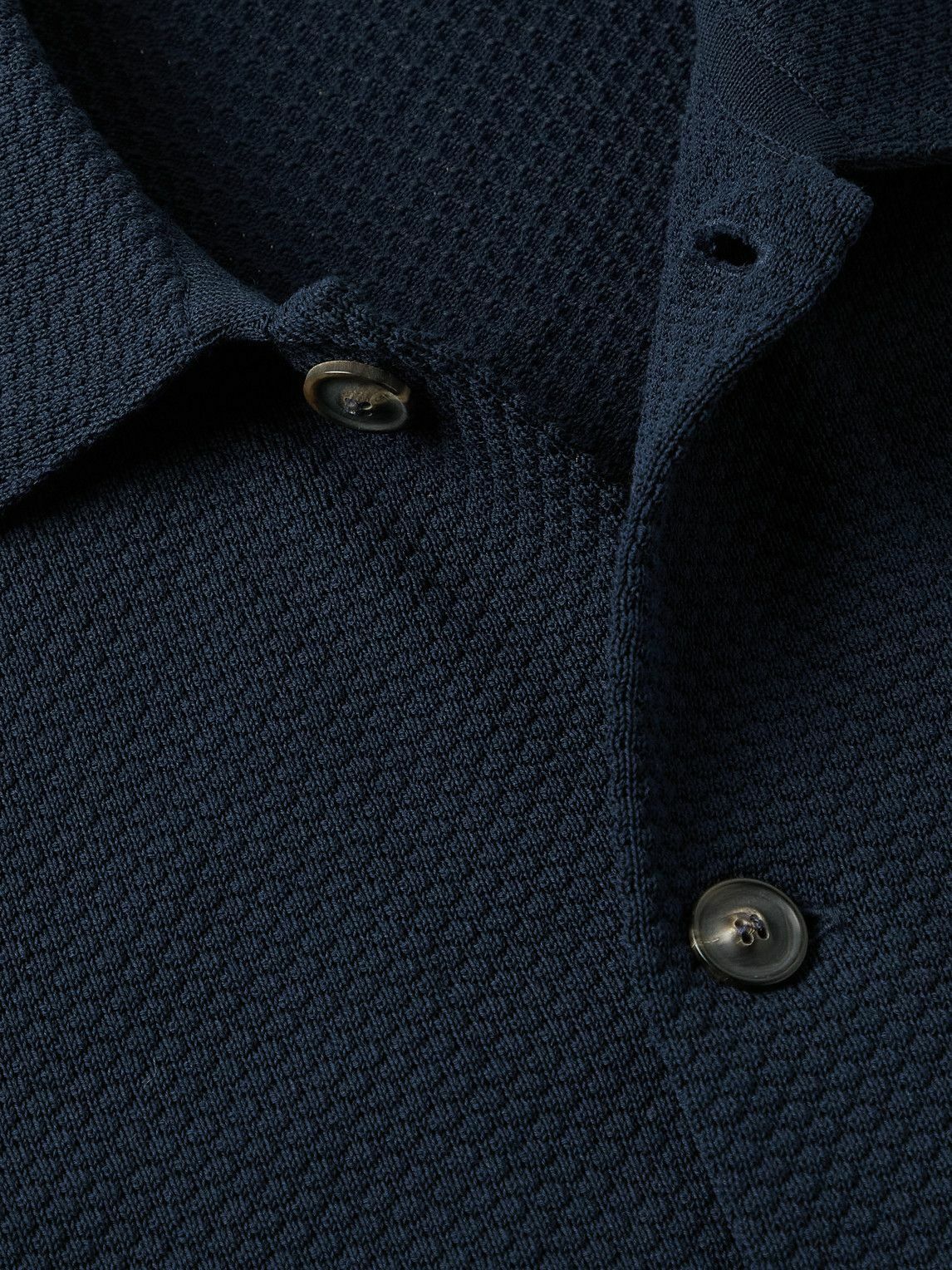 Lardini - Cotton-Piqué Cardigan - Blue Lardini