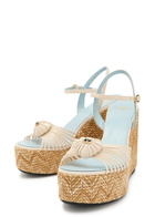 Valentino Garavani Coeur Royal 110 Leather Espadrille Wedge Sandals Cream