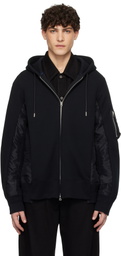 sacai Black Sponge Sweat x Nylon Twill Hoodie
