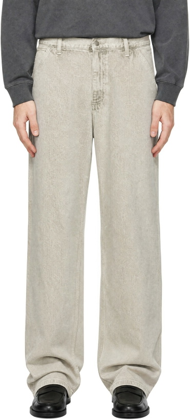 Photo: Carhartt Work In Progress Beige Single Knee Denim Trousers
