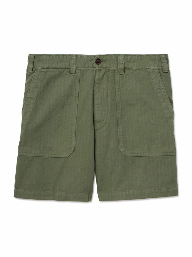 Photo: Drake's - Herringbone Cotton and Linen-Blend Twill Shorts - Green