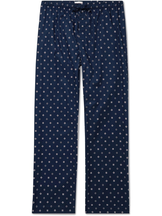 Photo: Derek Rose - Printed Cotton Pyjama Trousers - Blue