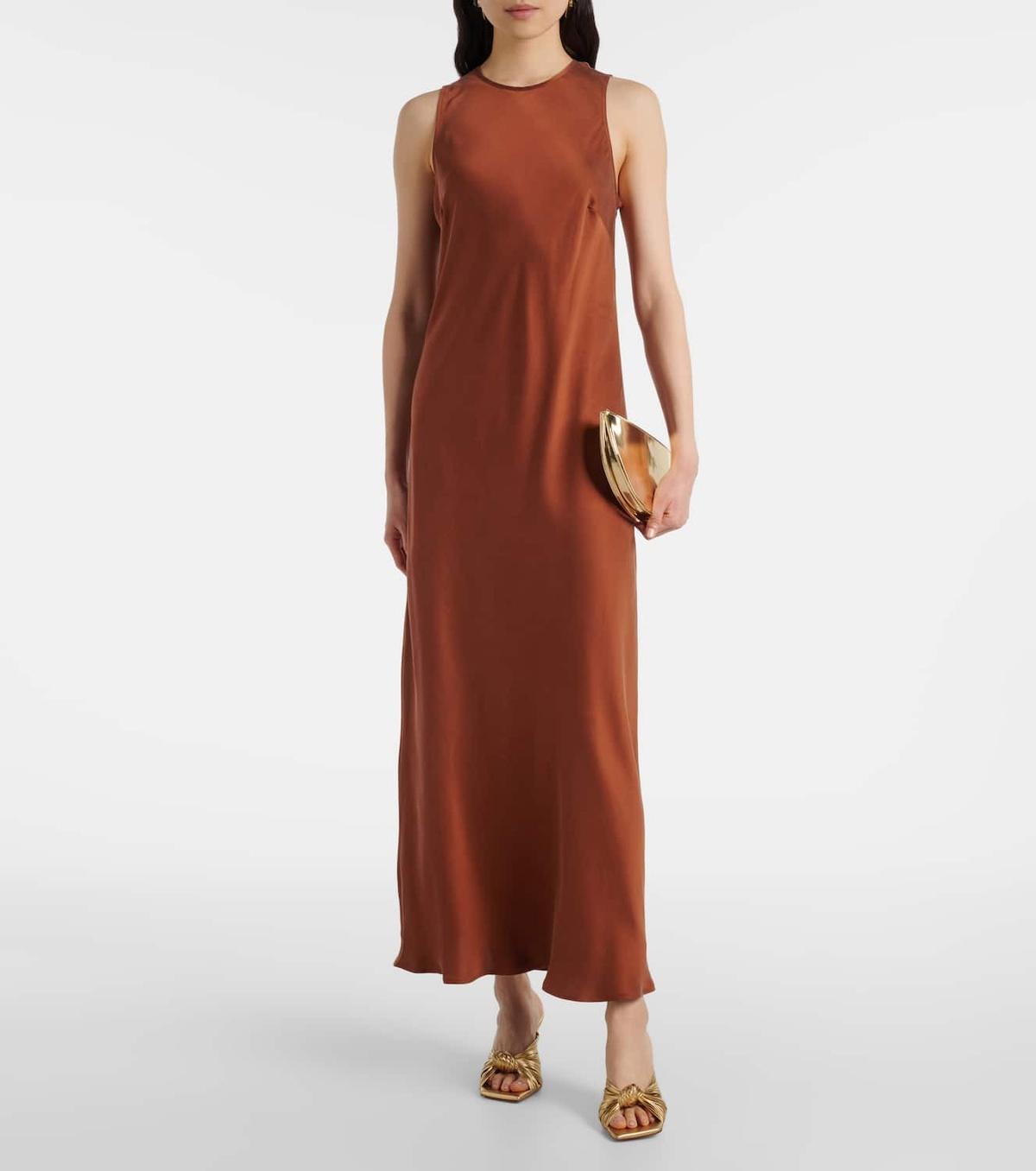 Asceno Valencia silk twill maxi dress