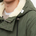 A.P.C. Men's Hector Fux Shearling Lined Parka Jacket in Military Khaki